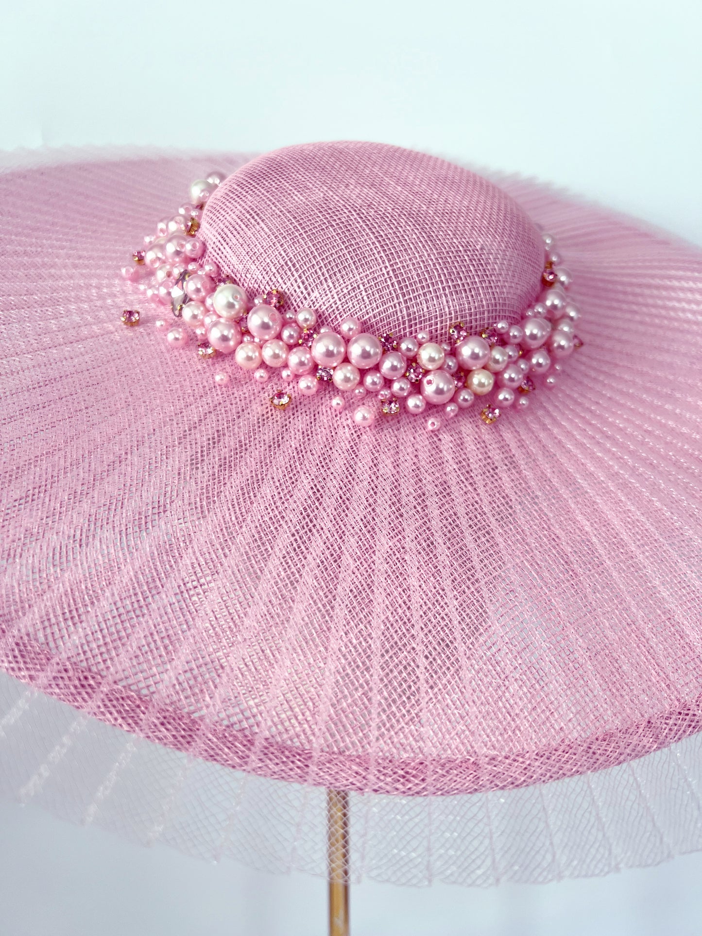 Hat Embellished with Crinoline and Pearls