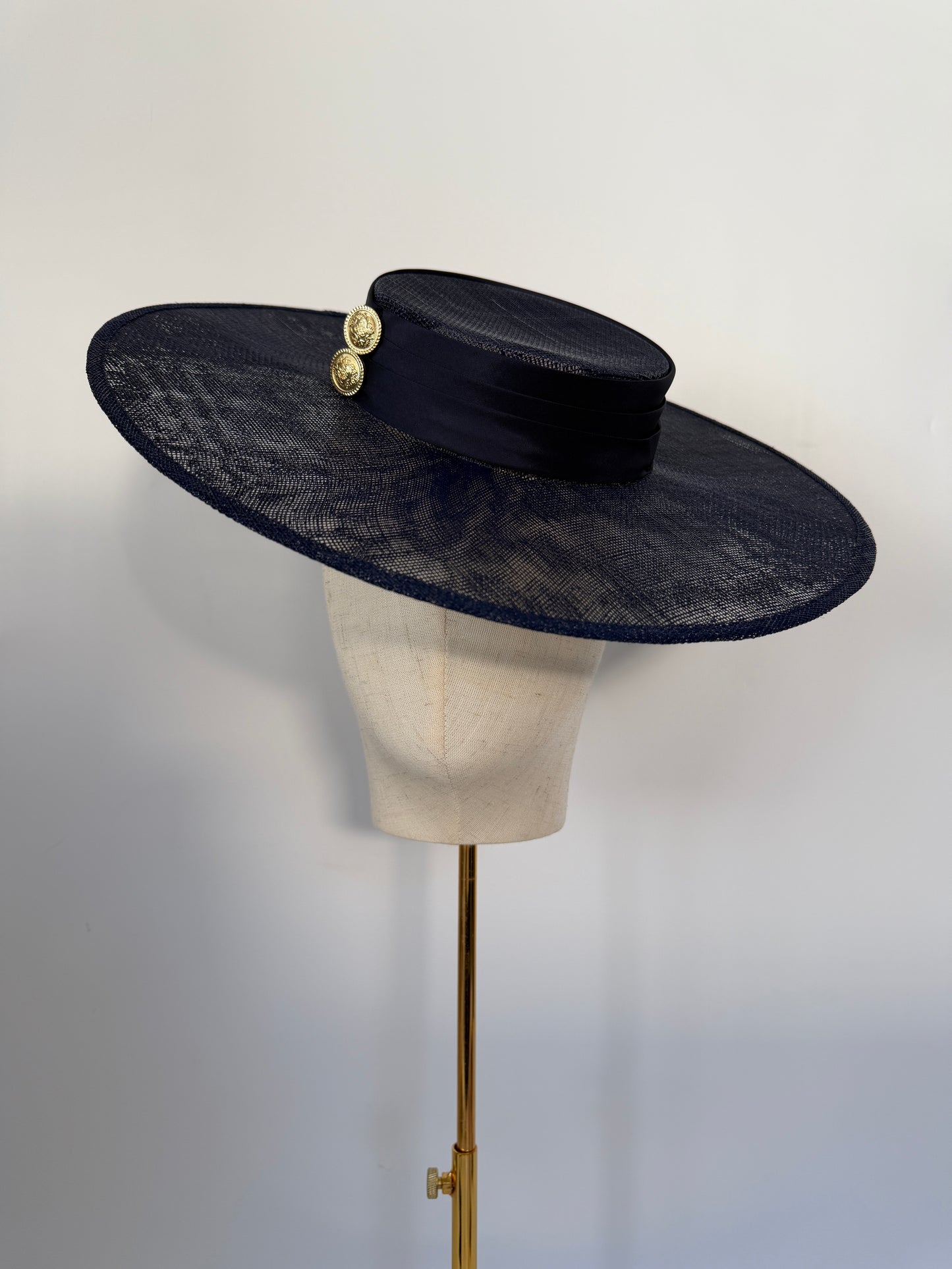 Navy Boater with Gold Buttons