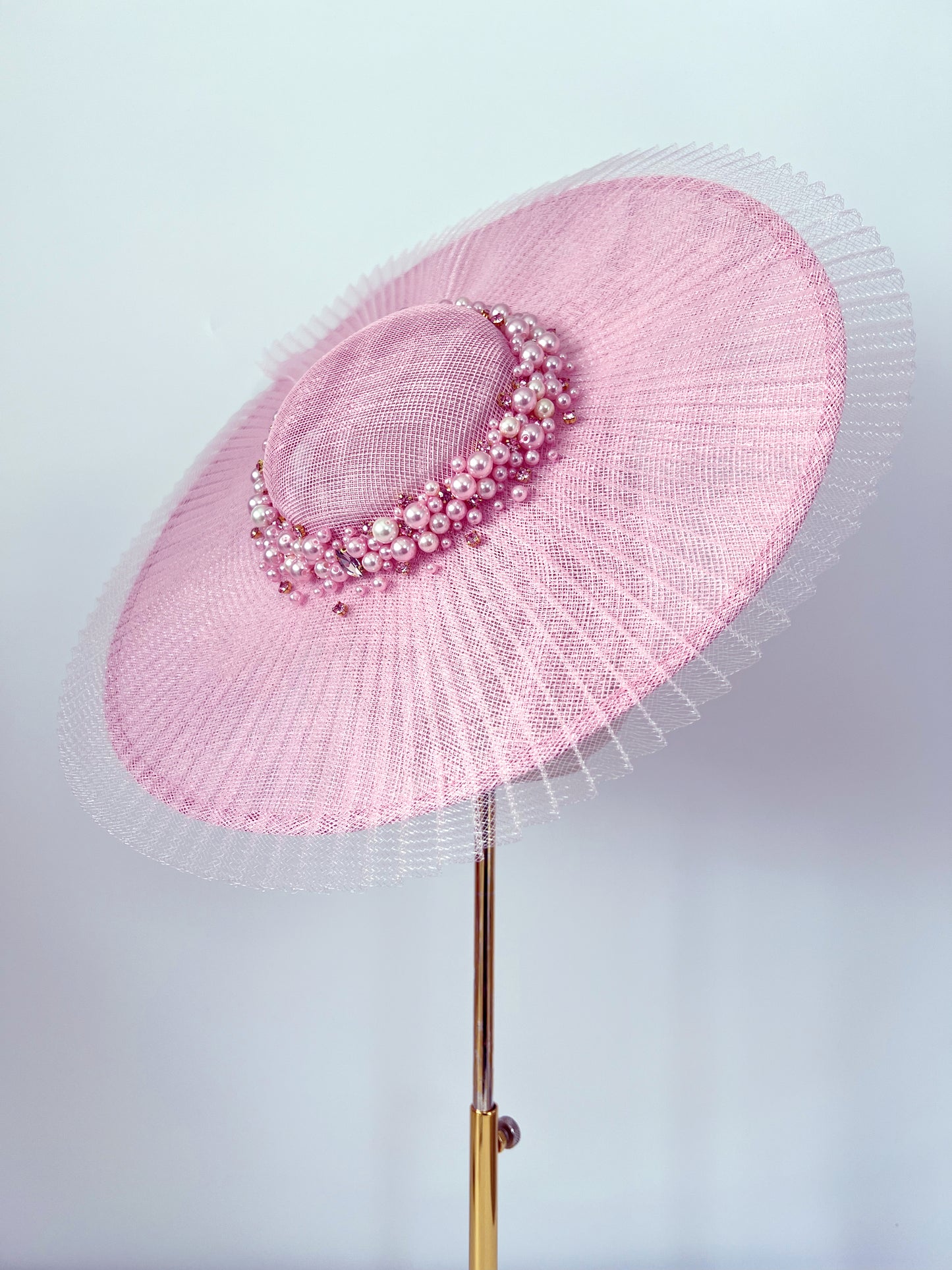 Hat Embellished with Crinoline and Pearls
