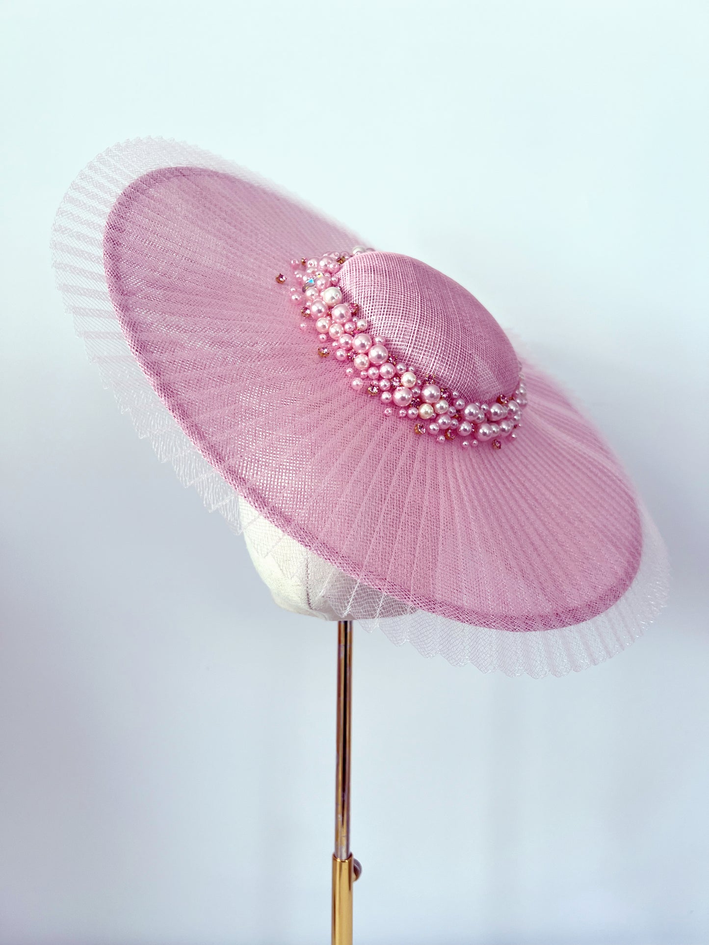 Hat Embellished with Crinoline and Pearls