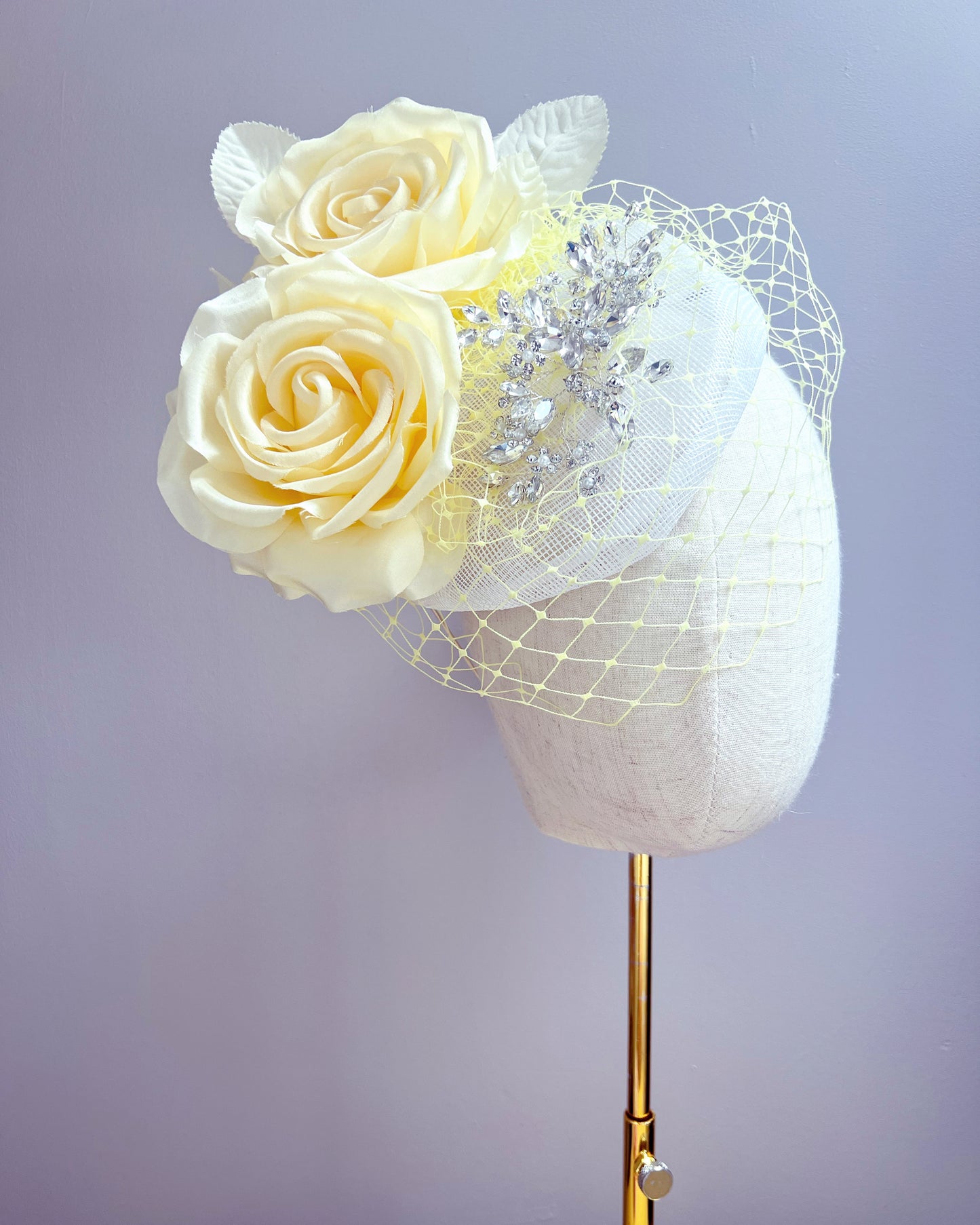 Sinamay Fascinator with Silk Flowers