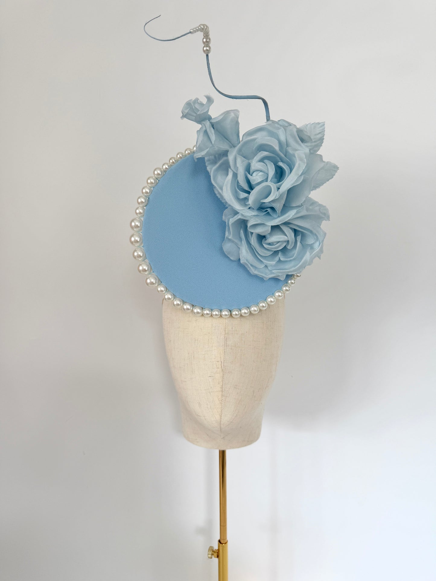 Bespoke Blue Headpiece with Pearls