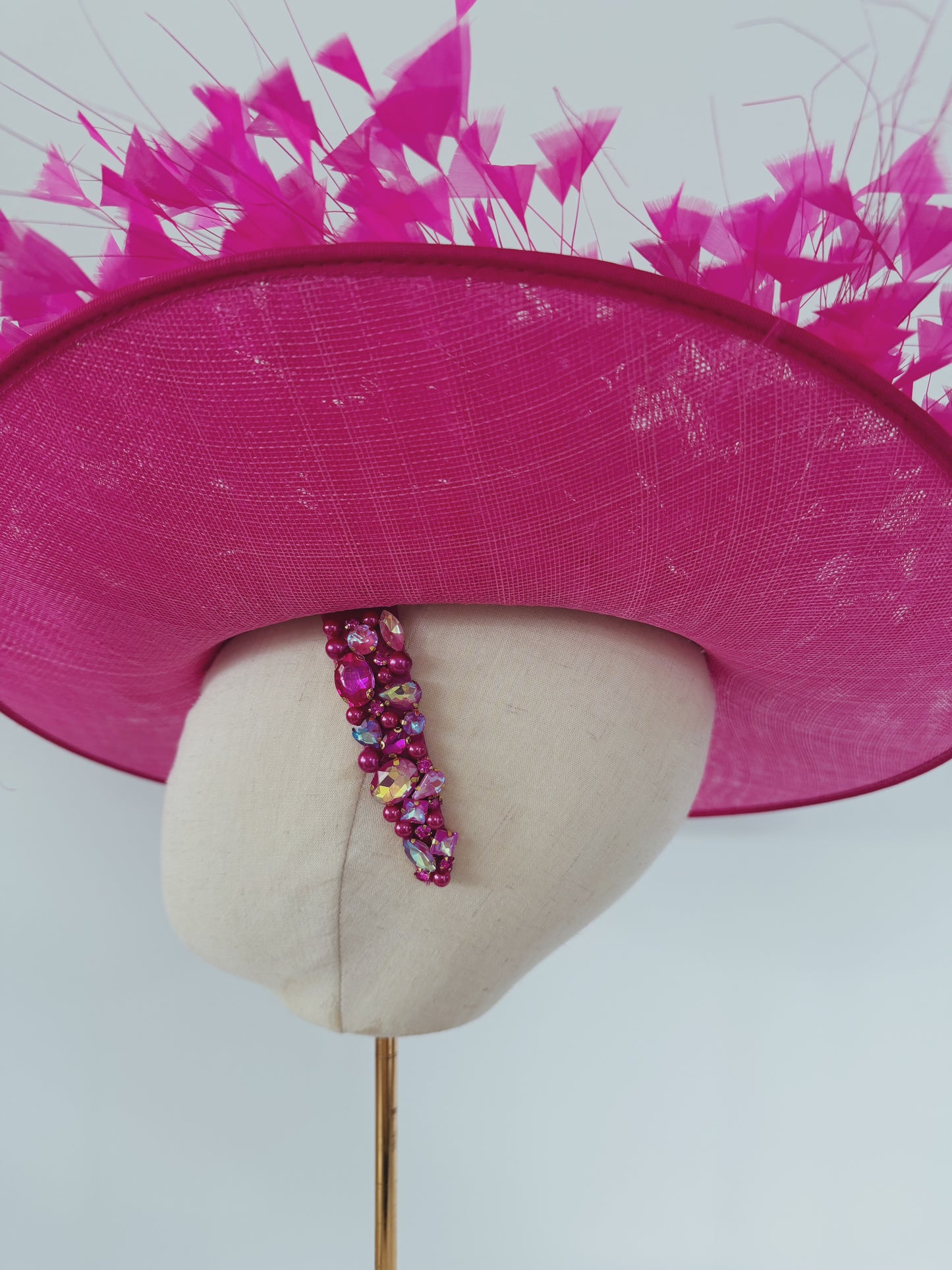 Hat with Feathers and Rhinestones