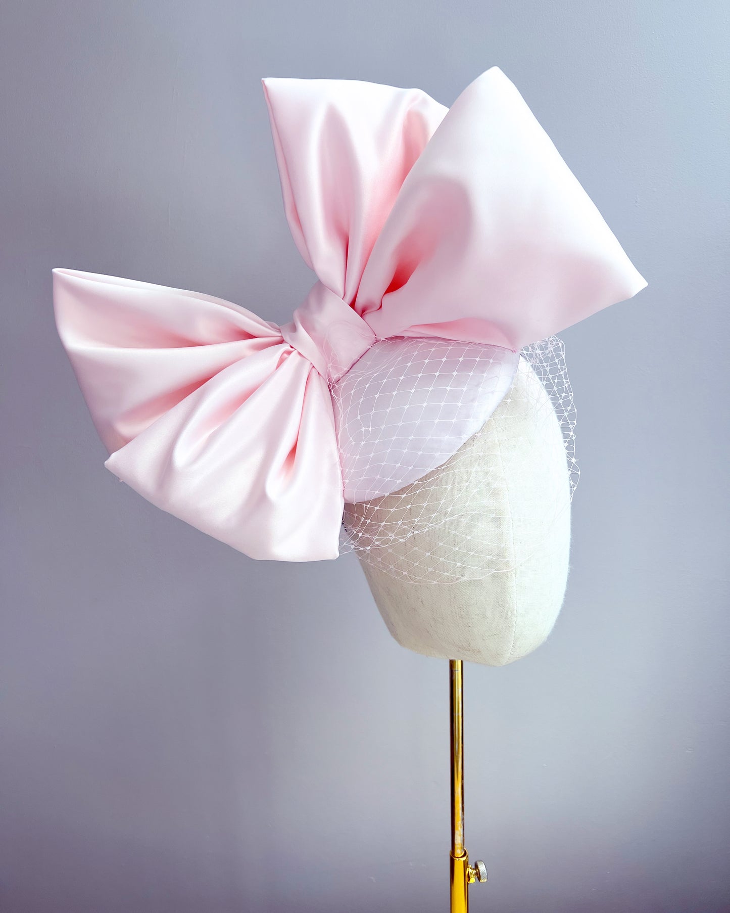 Fascinator with Satin Double Bow and Veiling