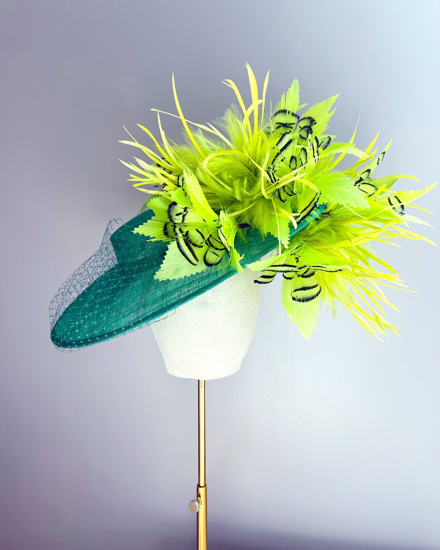Boater with Feathers and Veiling