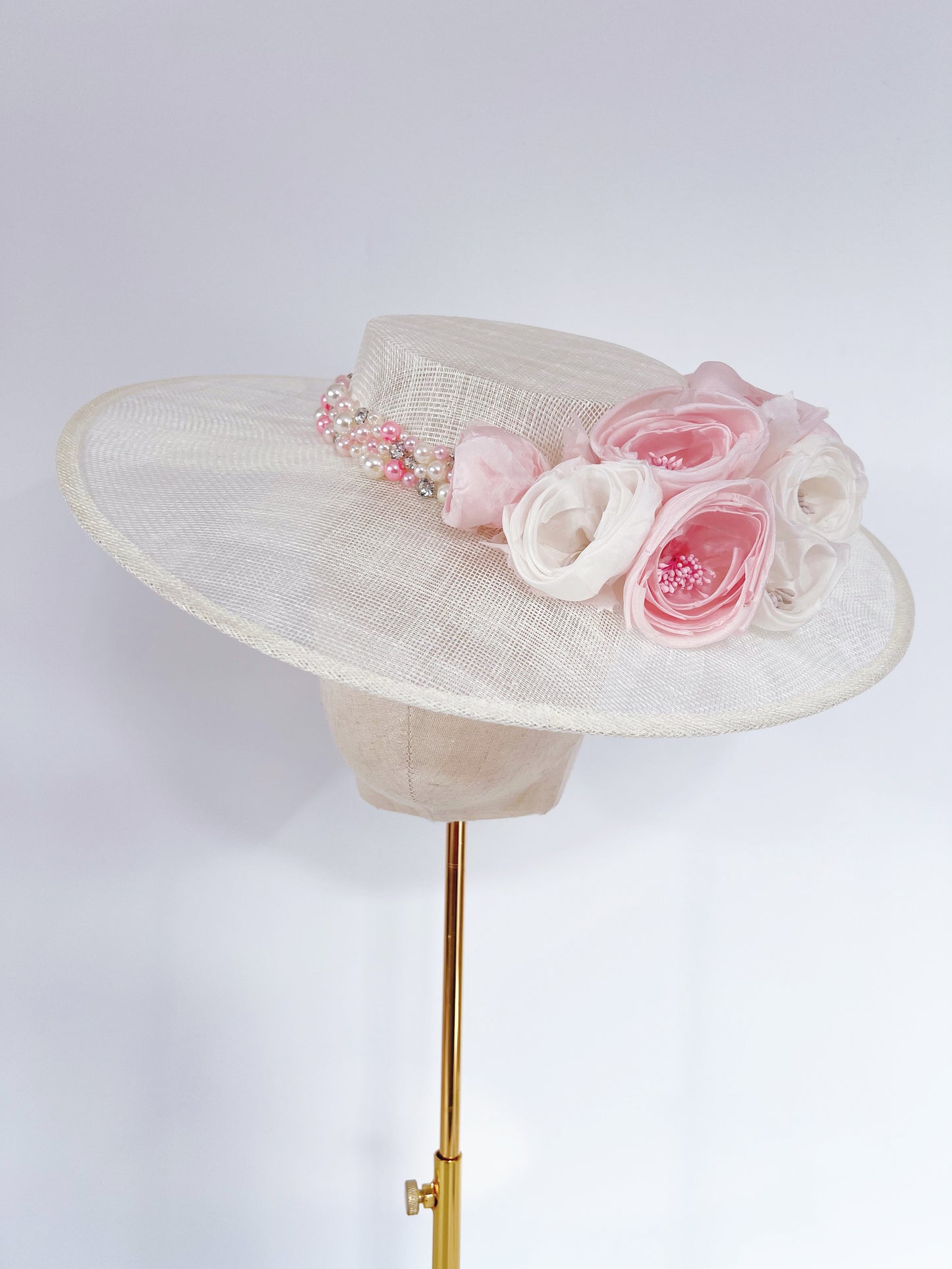 Boater with Pearls and Roses