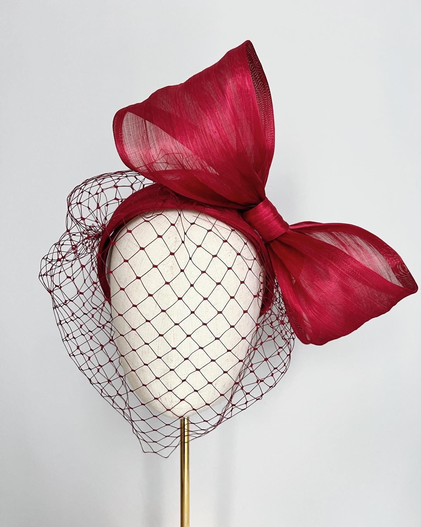 Silk Abaca Bow Headband with Veiling
