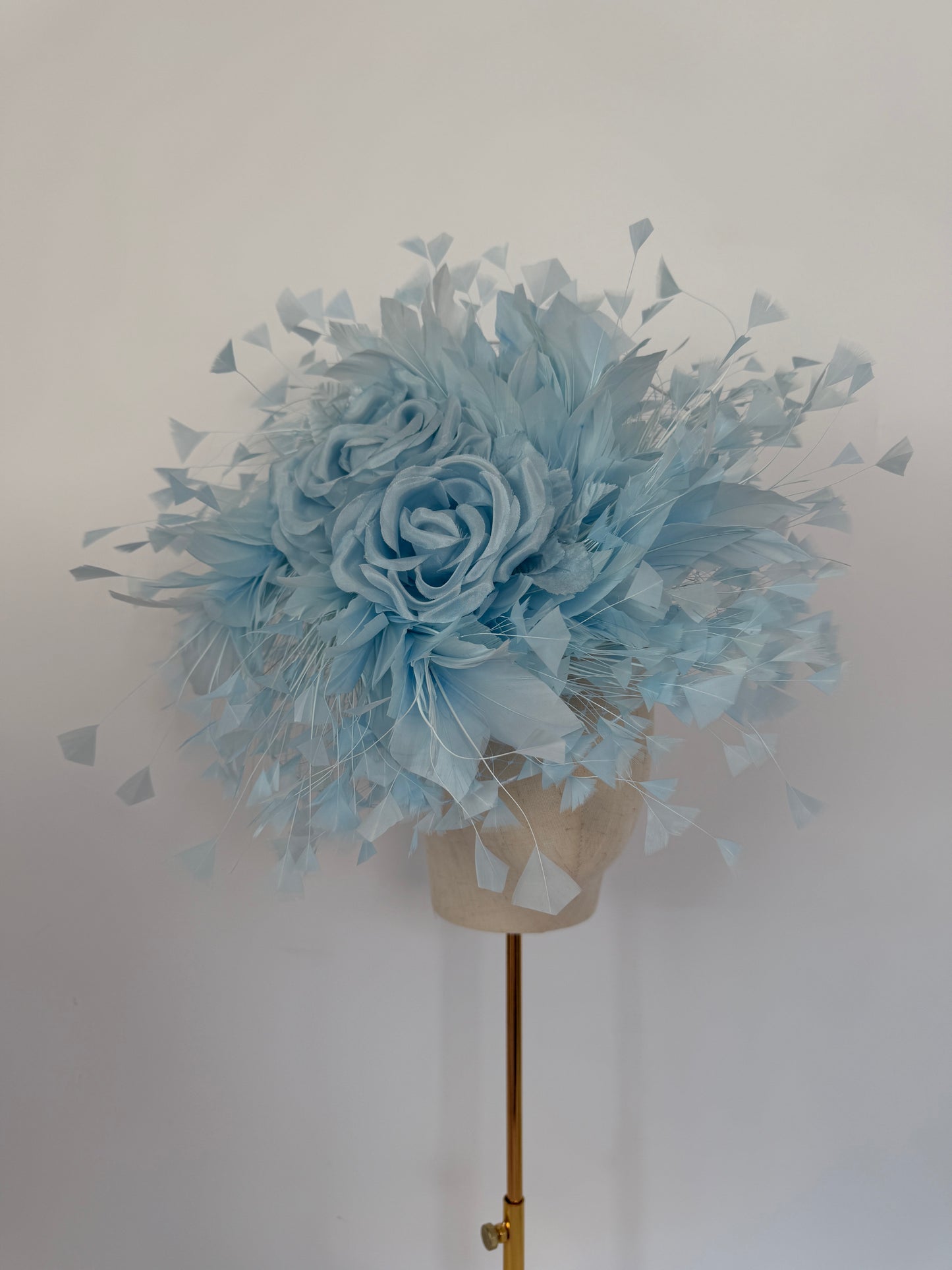 Headpiece with Feathers and Roses in Blue