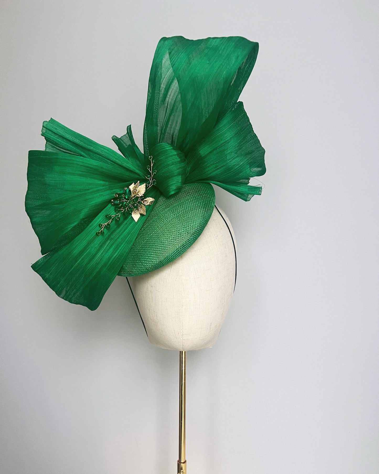 Silk Abaca Fascinator - Green