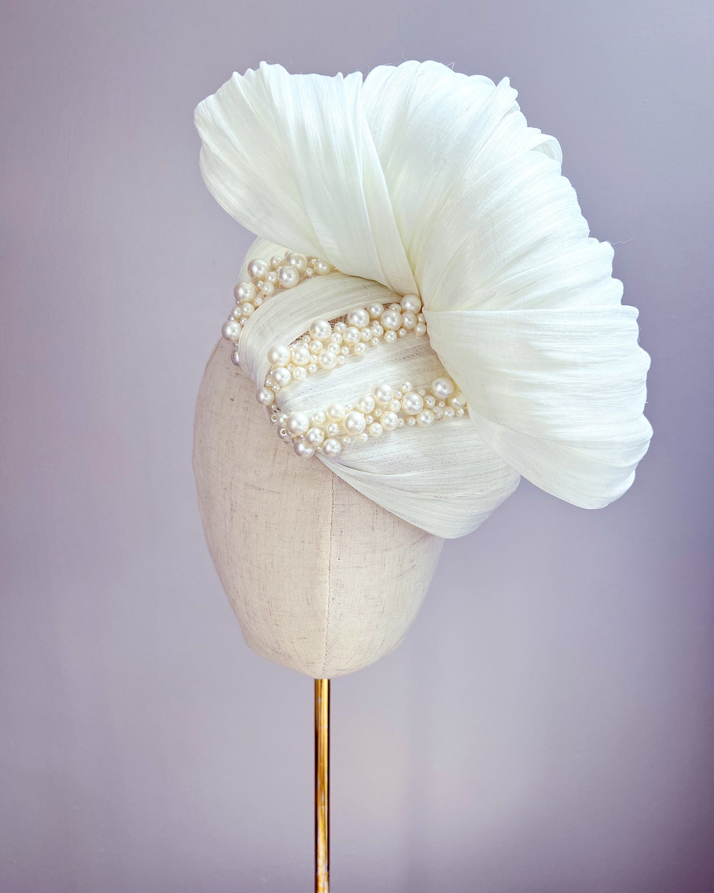 Silk Abaca Fascinator with Pearls