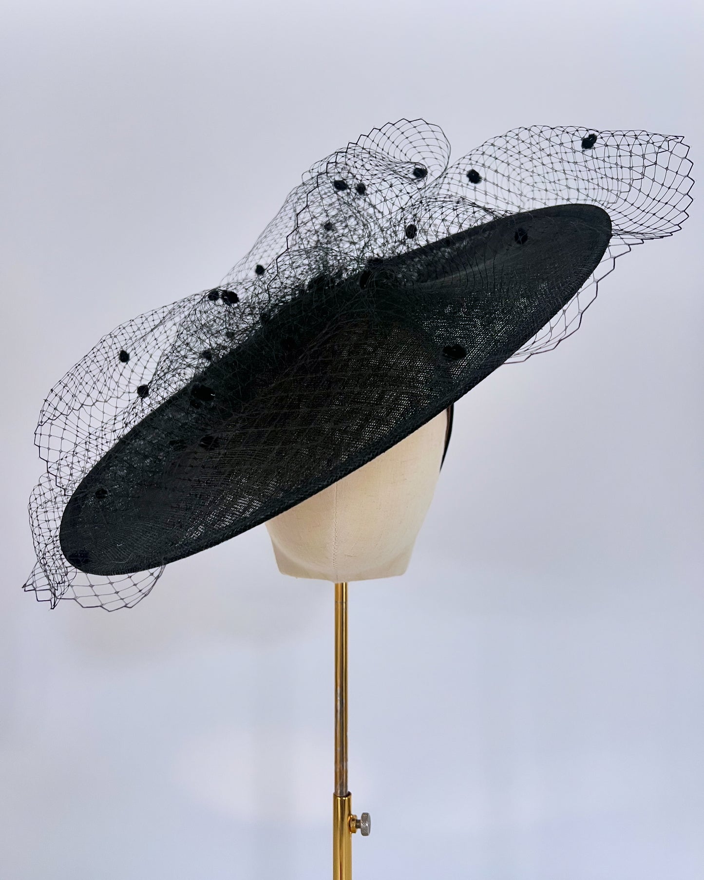 Elegant Hat with Netting in Black