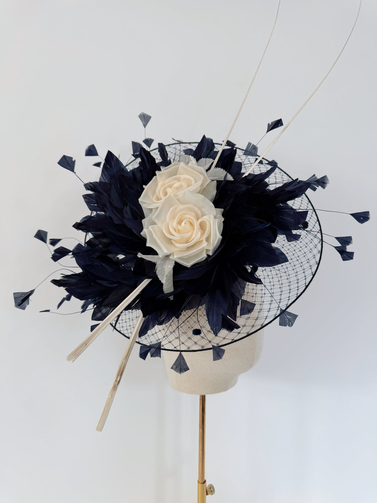 Cream and Navy Headpiece