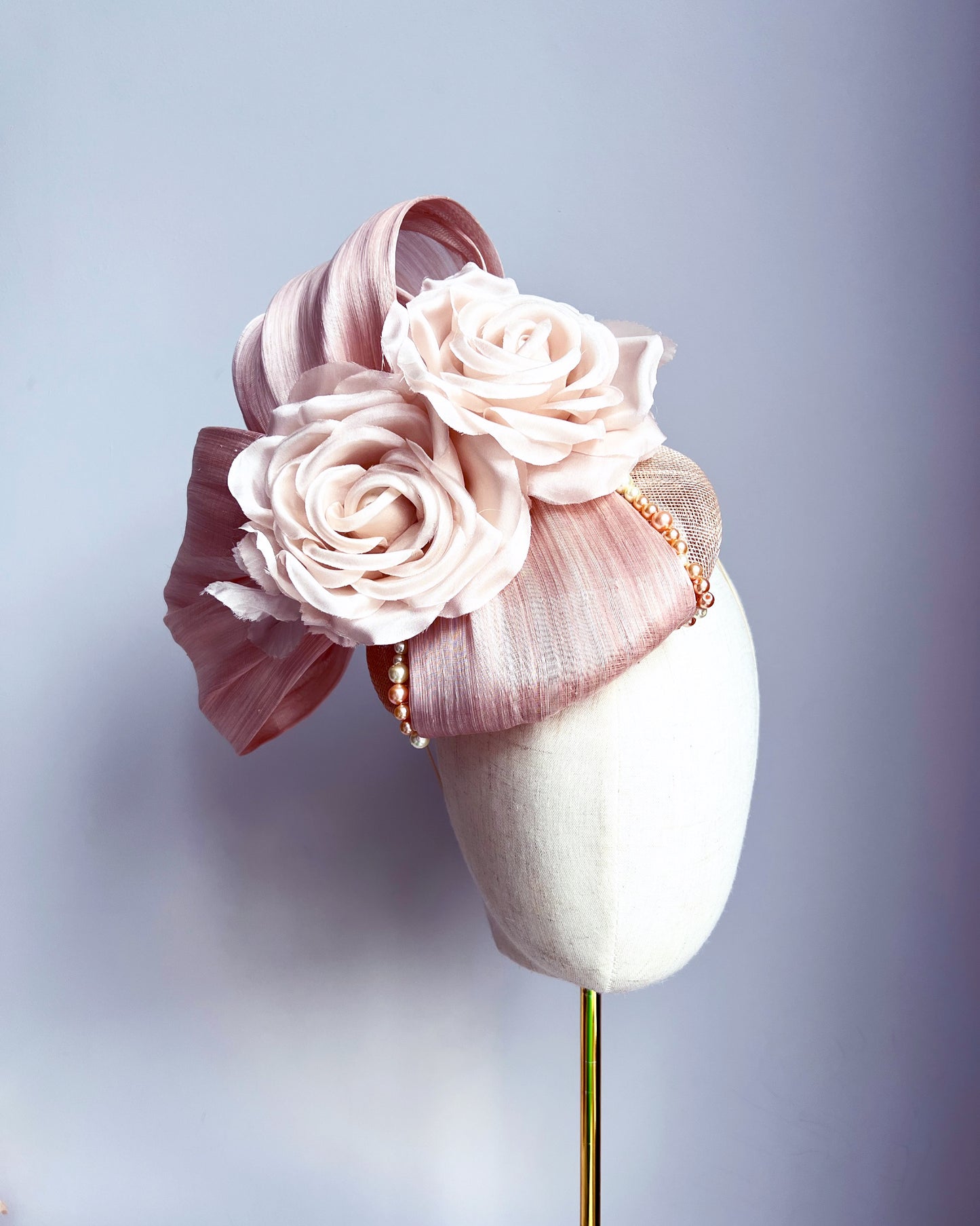 Silk Abaca Headpiece with Silk Flowers