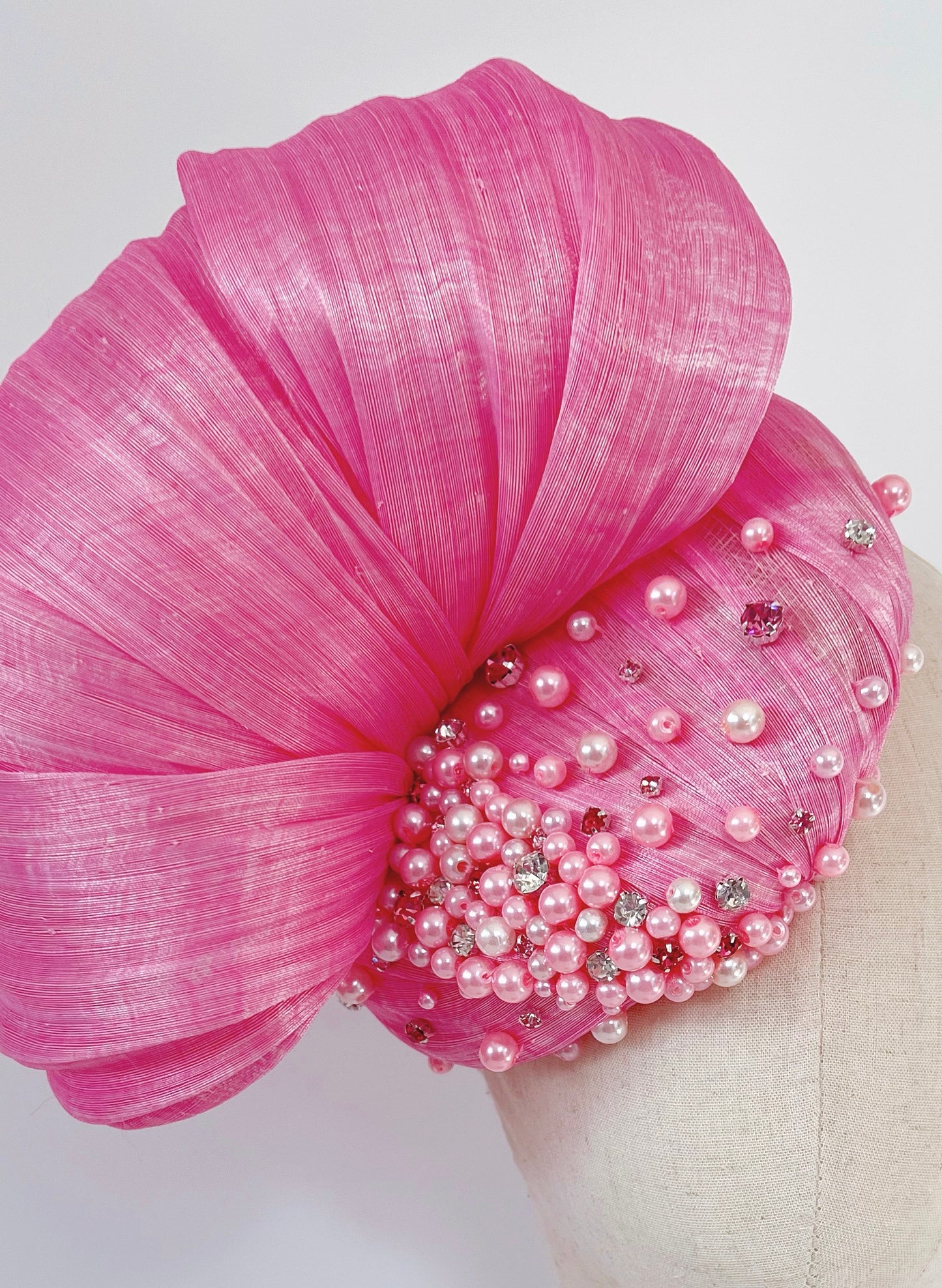 Silk Abaca Headpiece in Pink