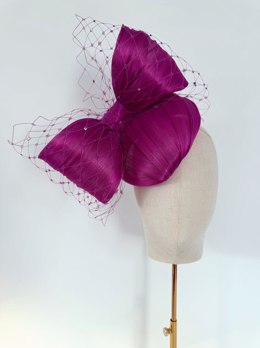 Cerise - luxurious silk abaca headpiece
