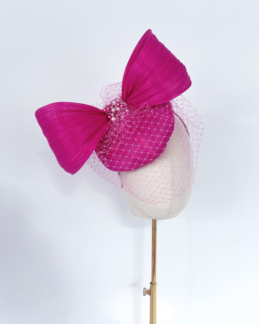 Bespoke Silk Abaca Headpiece with a Bow
