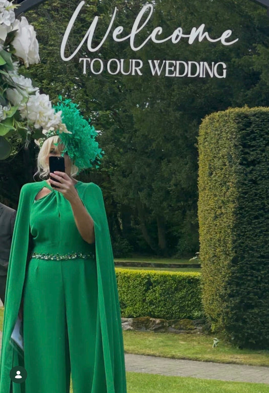 Beautiful embellishment on the dress and headpiece to match