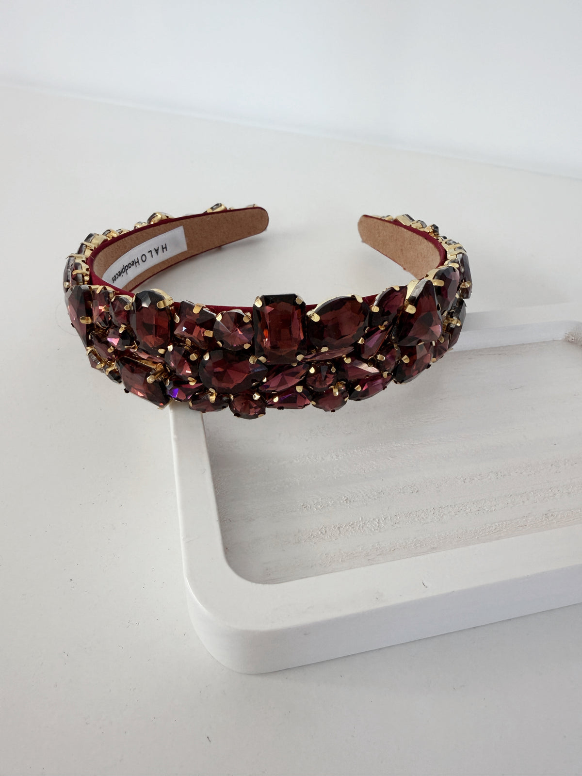 Crystal headband in wine
