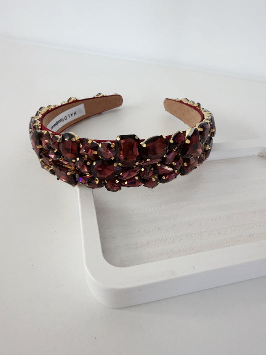 Crystal headband in wine