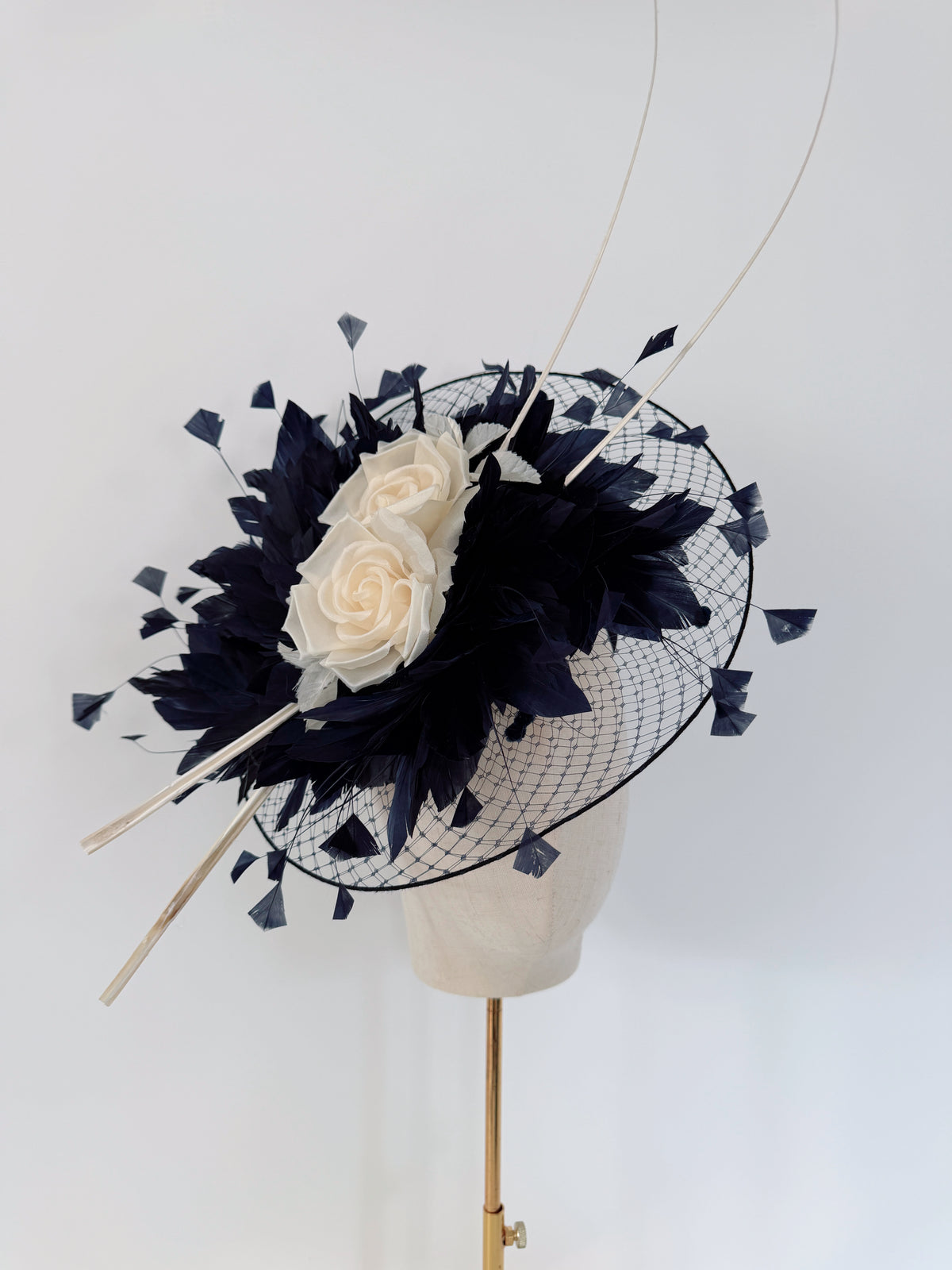 Cream and Navy Headpiece