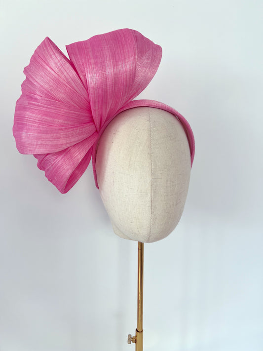 Silk Abaca Turban Headband in Pink