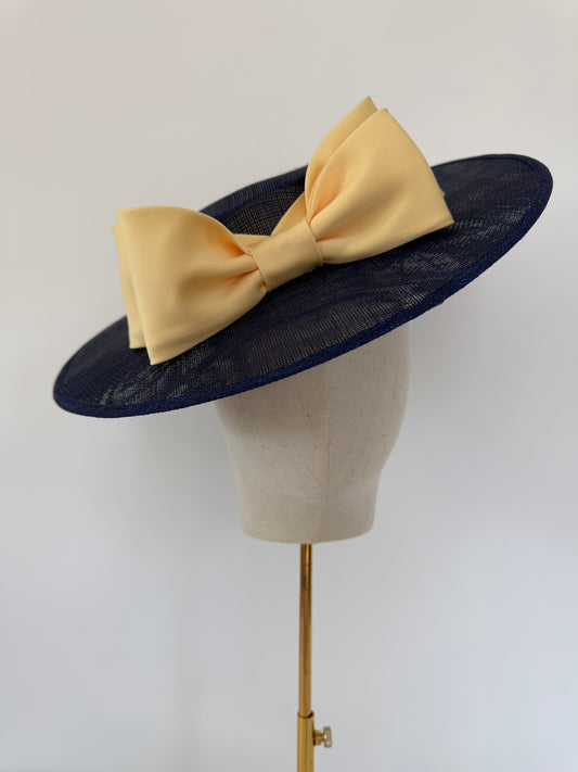 Bespoke Navy Boater with Lemon Bow