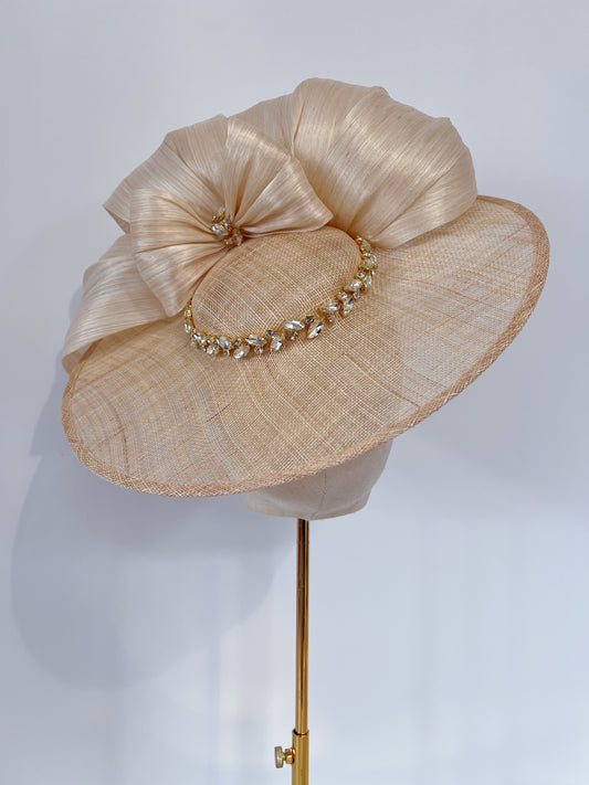Hat with Silk Abaca and Crystals
