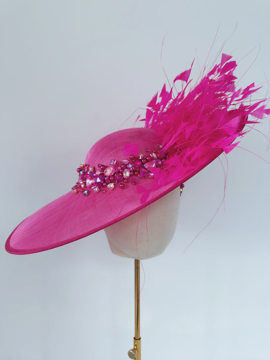 Hat with Feathers and Rhinestones