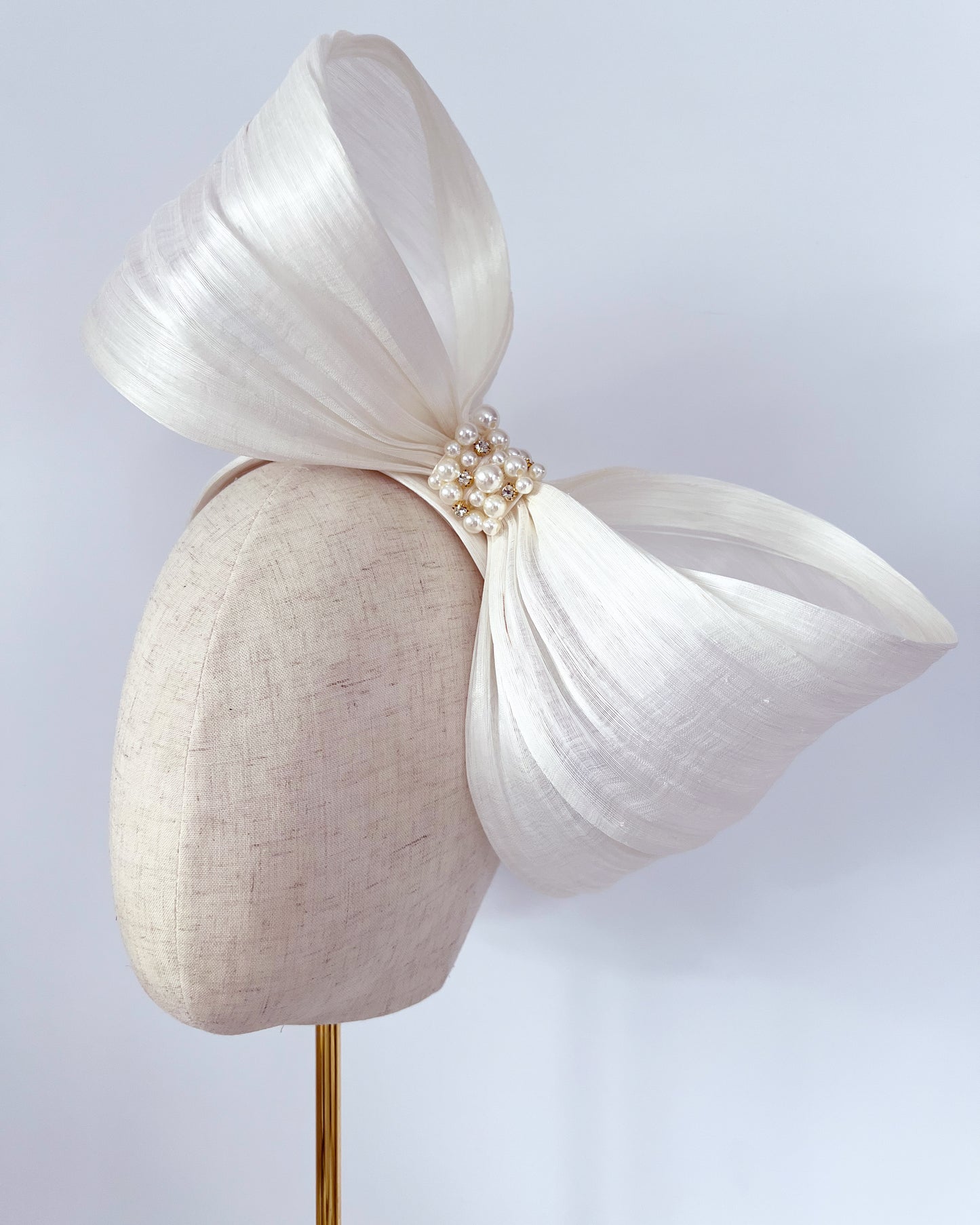 Silk Abaca Headband- Bow in Ivory