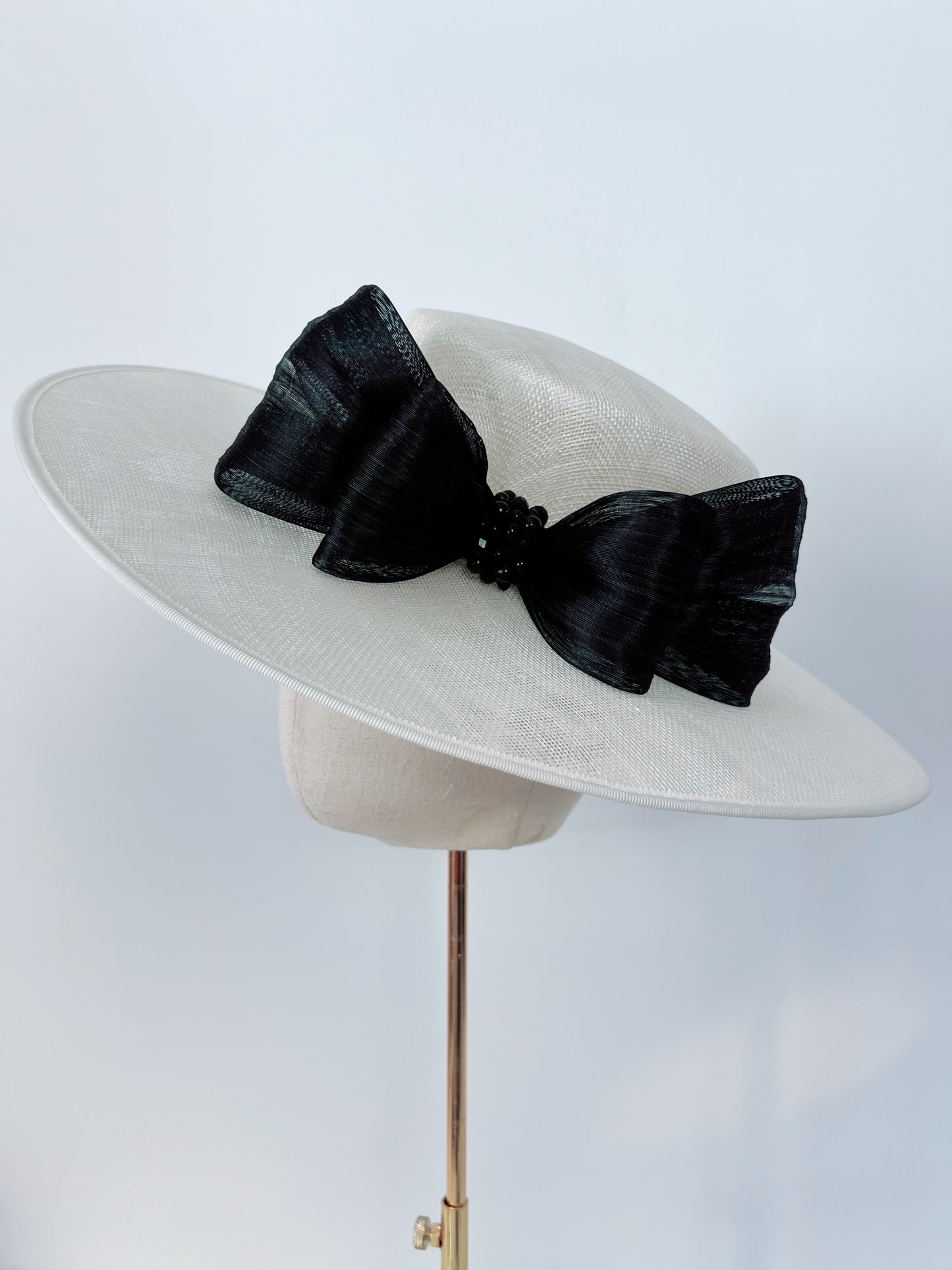 Boater with Bow in Black & White