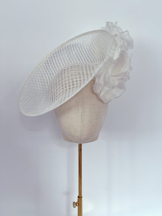 Off White Fascinator with Silk Flowers