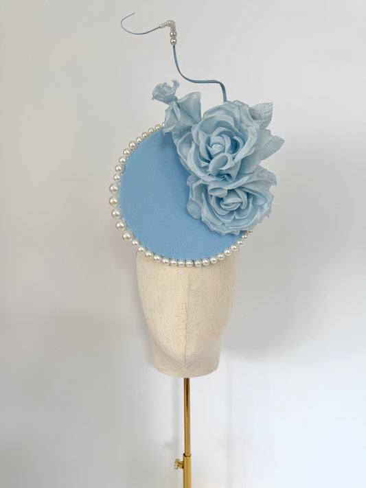 Bespoke Blue Headpiece with Pearls