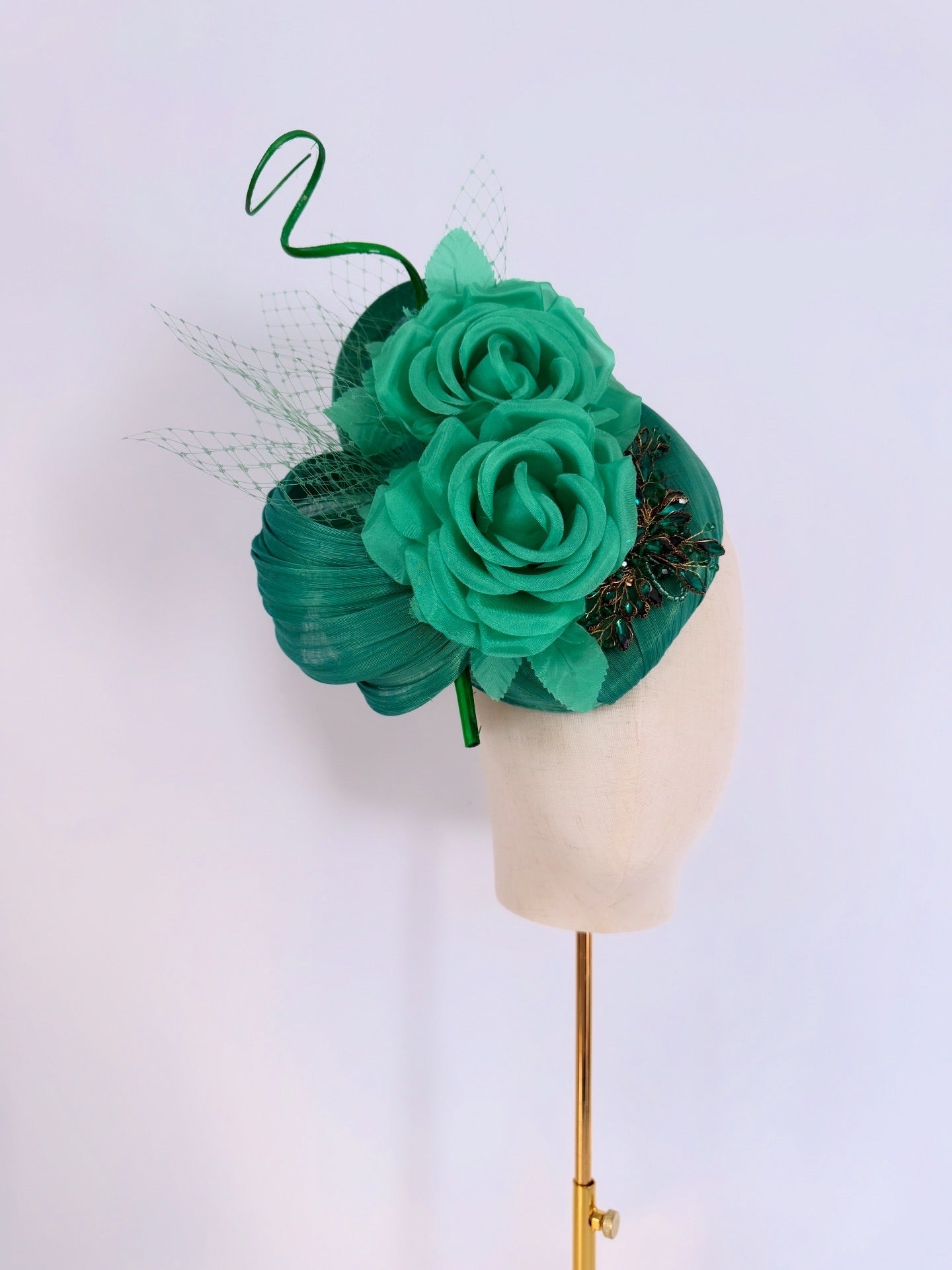 Green Headpiece with Roses
