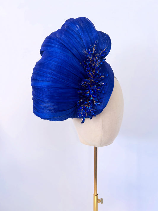 Silk Abaca Fascinator in Royal Blue