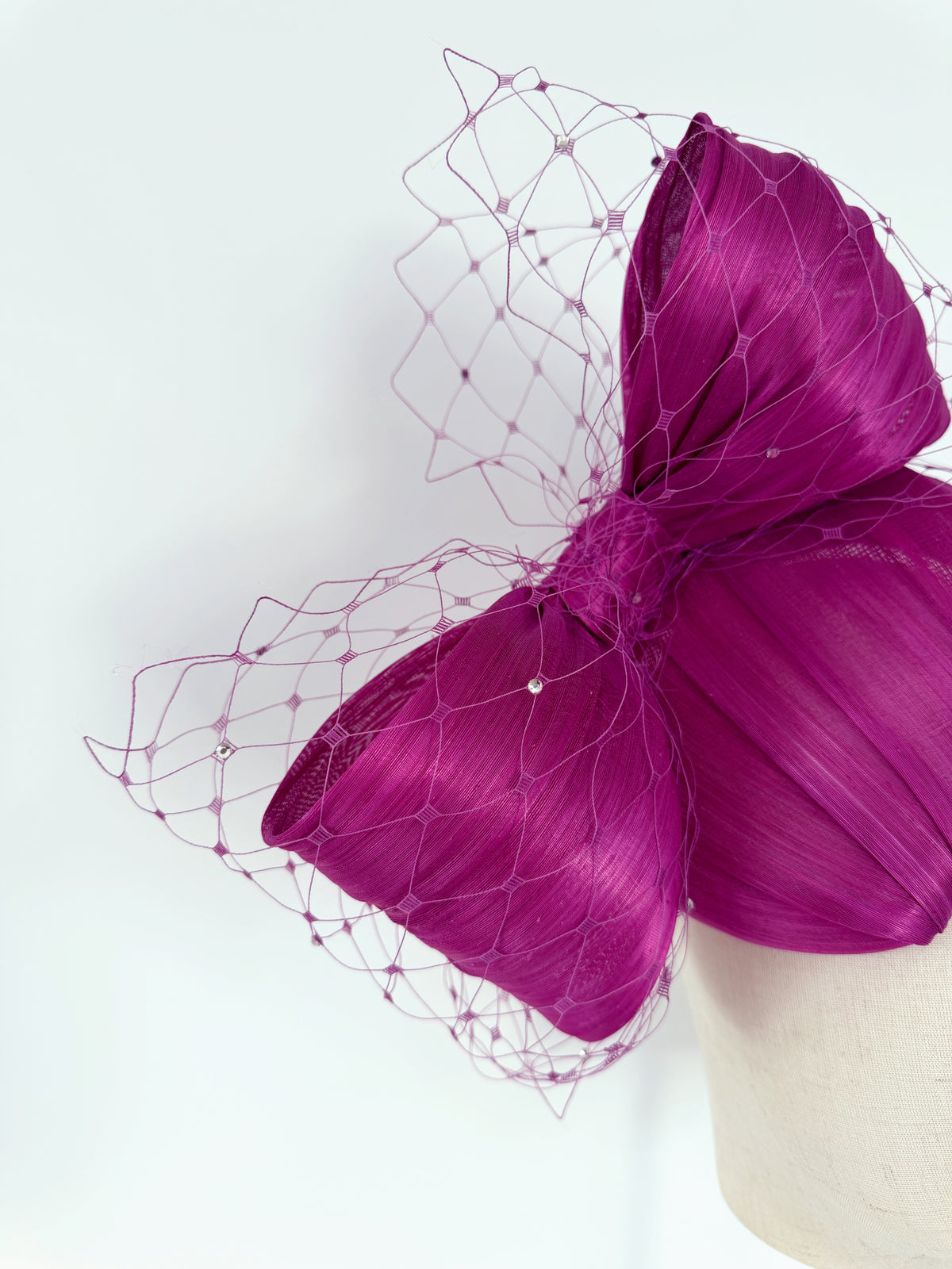 Cerise - luxurious silk abaca headpiece