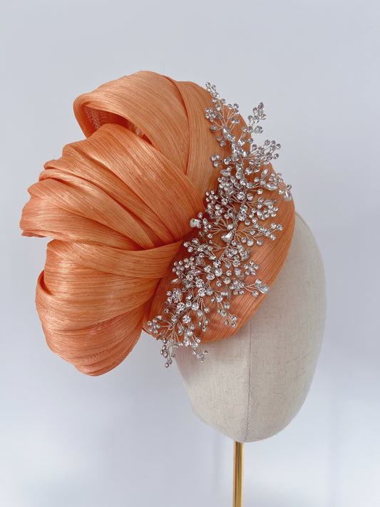 Silk Abaca Headpiece in Bronze