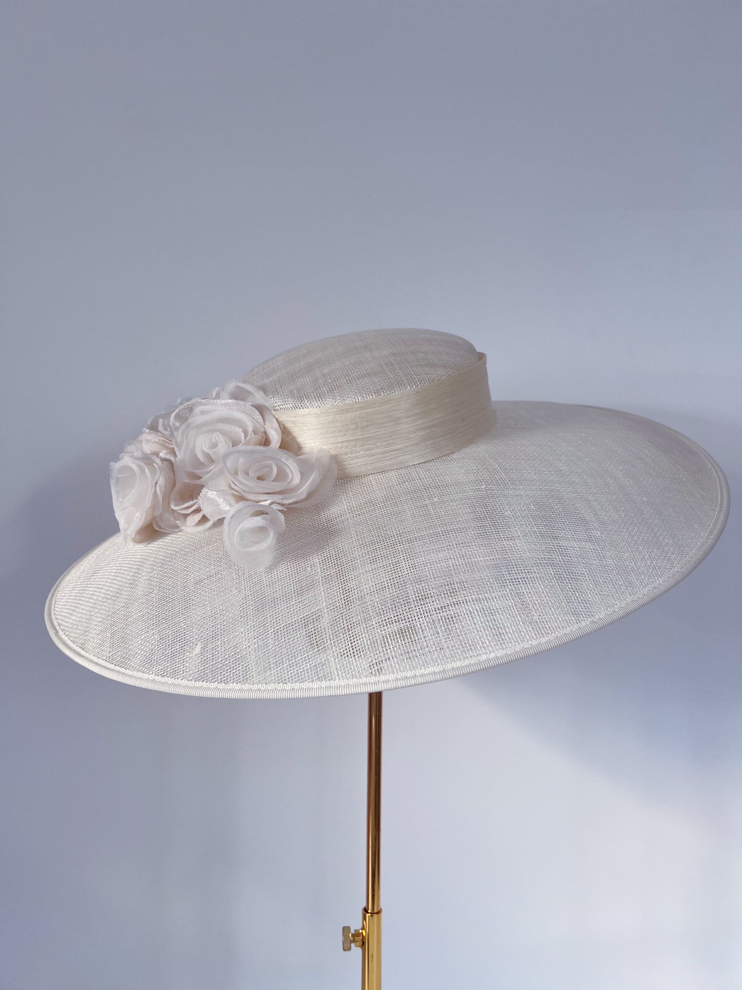 Boater with Flowers in Ivory