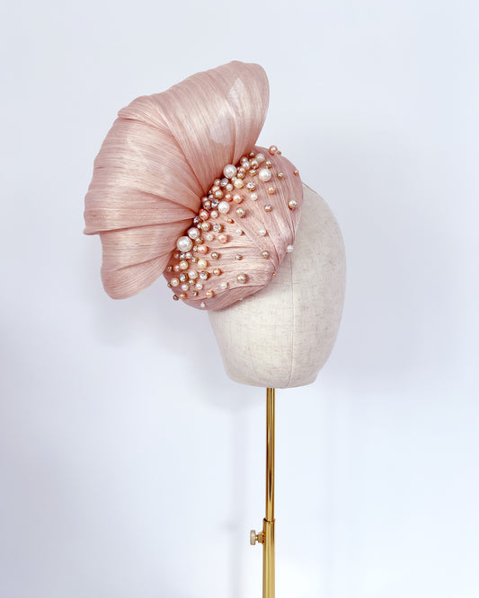 Silk Abaca Fascinator in Nude