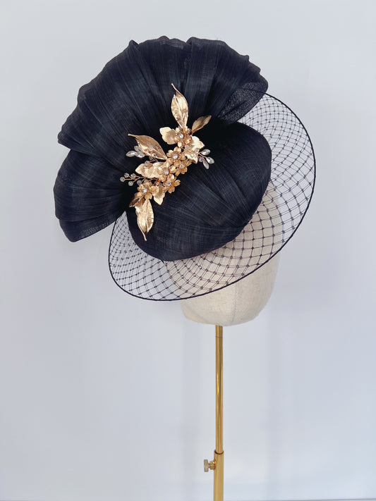 Bespoke Silk Abaca Headpiece in Black
