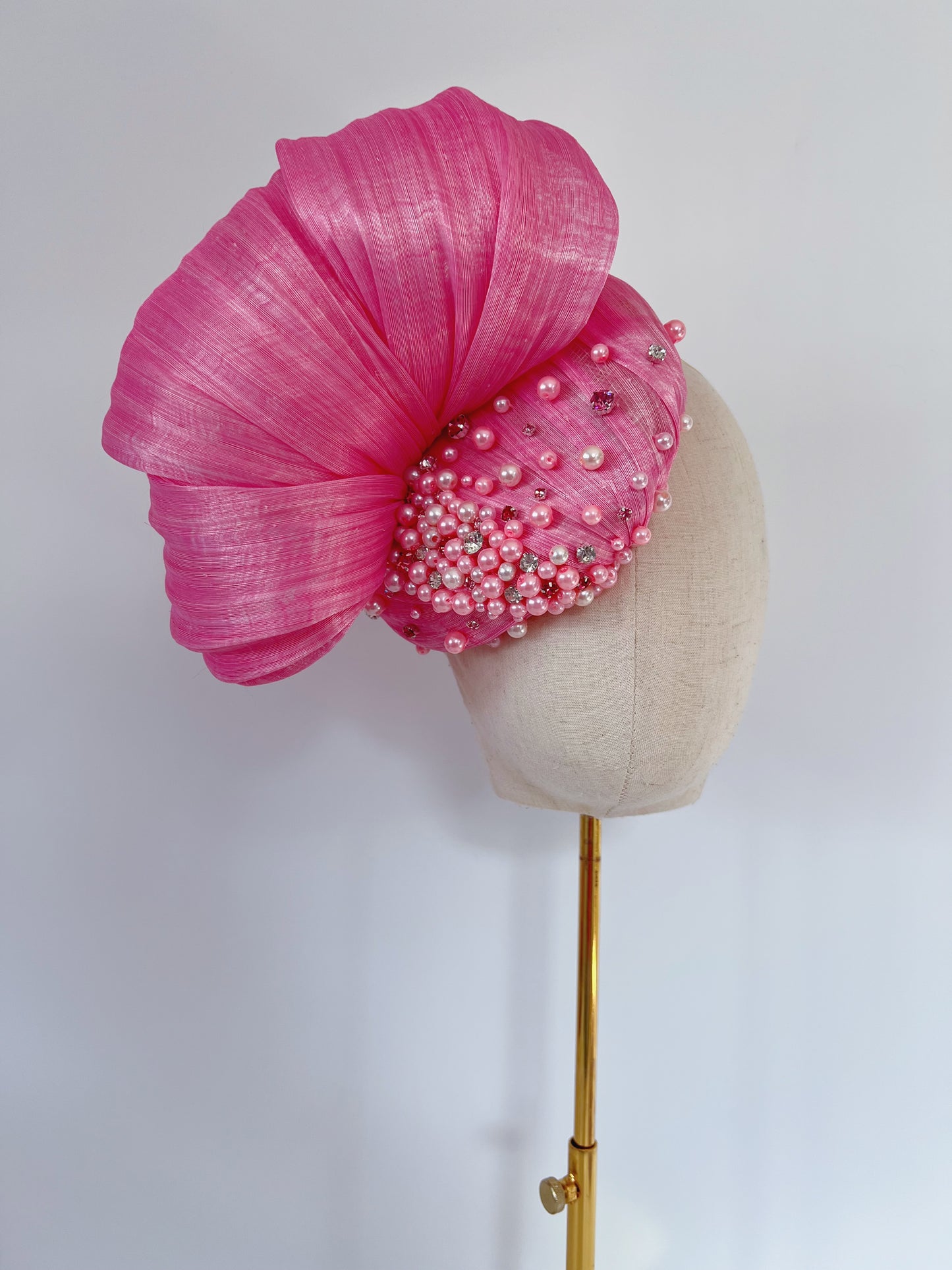 Silk Abaca Headpiece in Pink