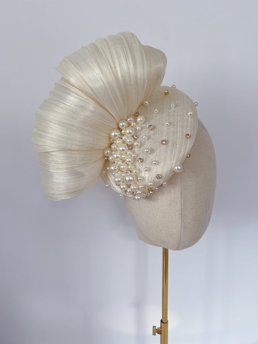 Silk Abaca Headpiece in Ivory