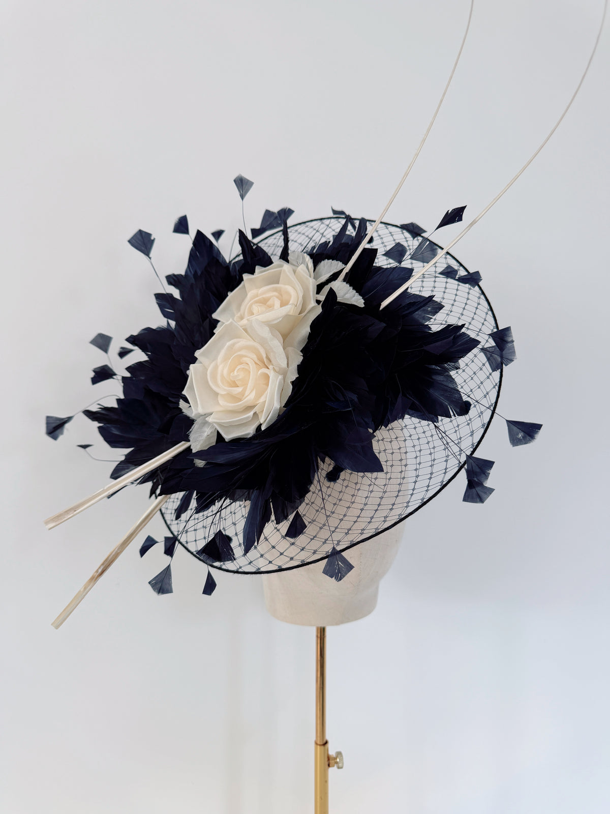 Cream and Navy Headpiece