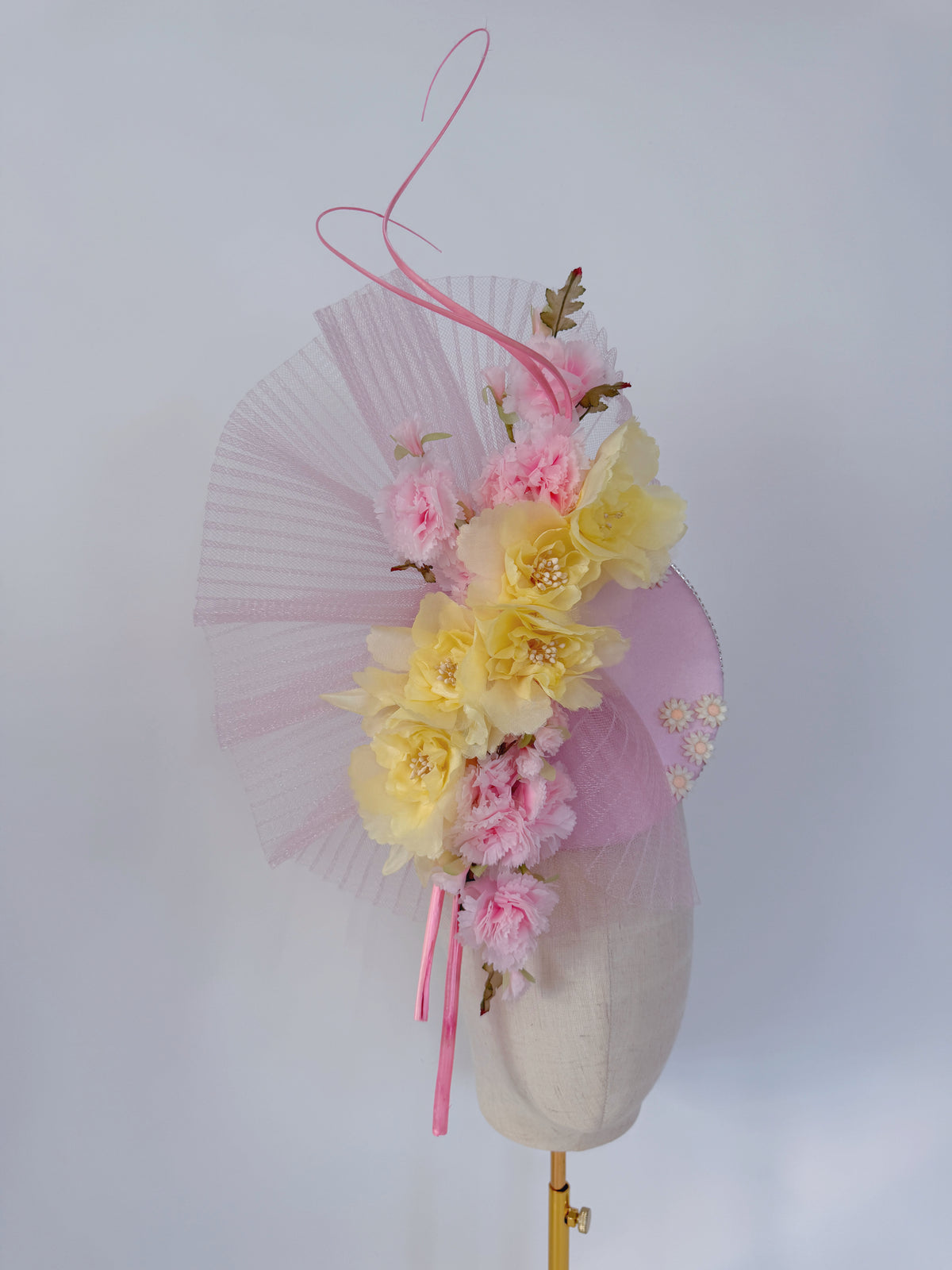 Floral Headpiece in Pink and Lemon