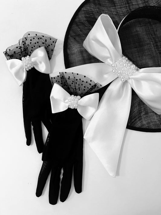 Bespoke Boater in Black with Matching Gloves