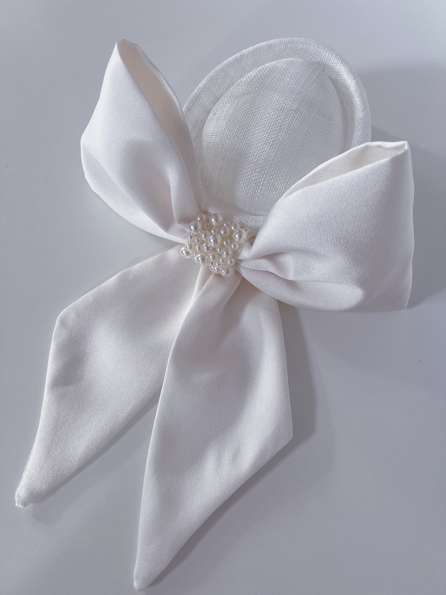 Bespoke Pillbox with Satin Bow and Pearls