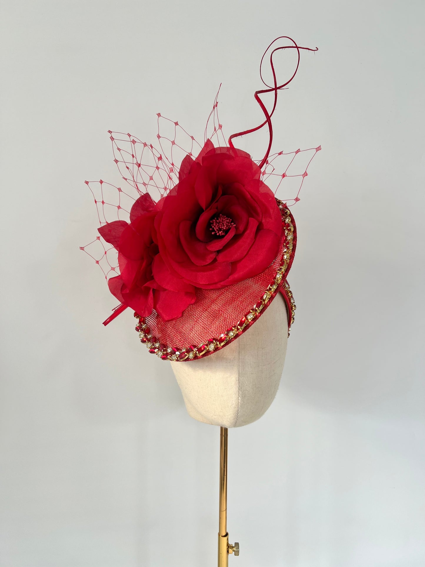 Fascinator with Roses in Red